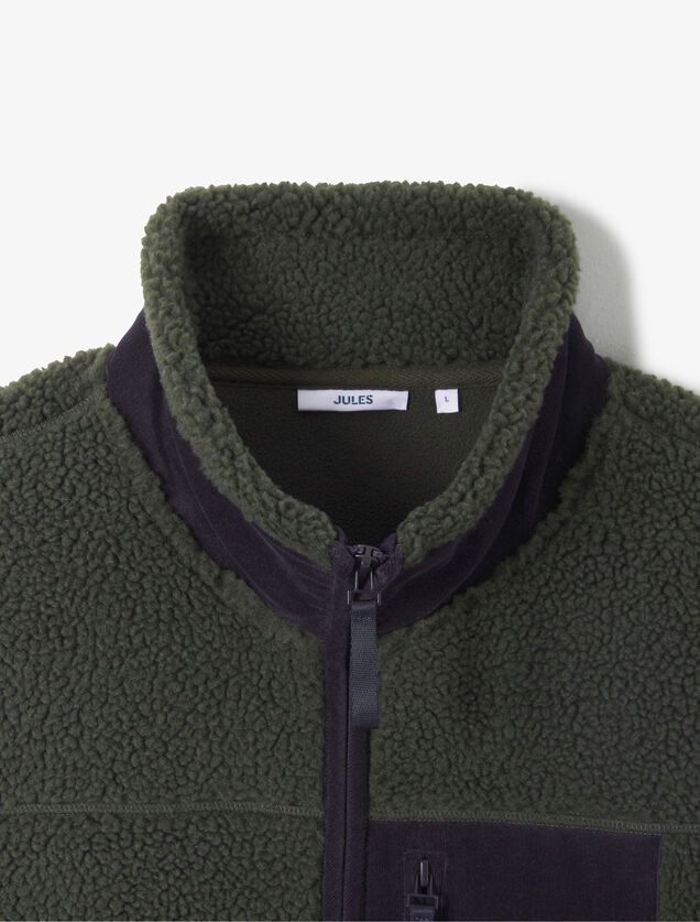 Veste zipp&eacute;e en sherpa contrast&eacute;e