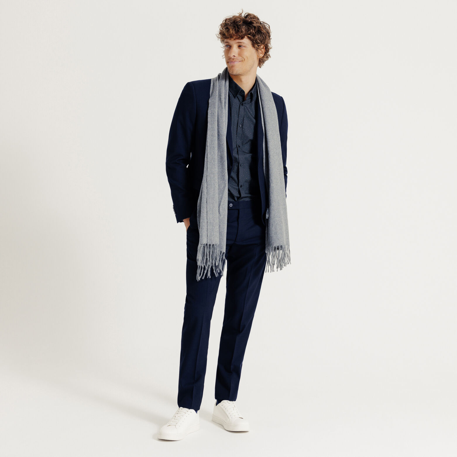 Chemise en coton imprimé géométrique slim