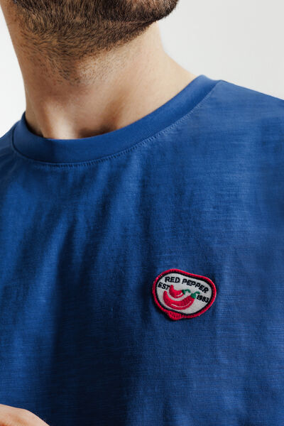 Tee shirt mati&egrave;re flamm&eacute;e broderie poitrine