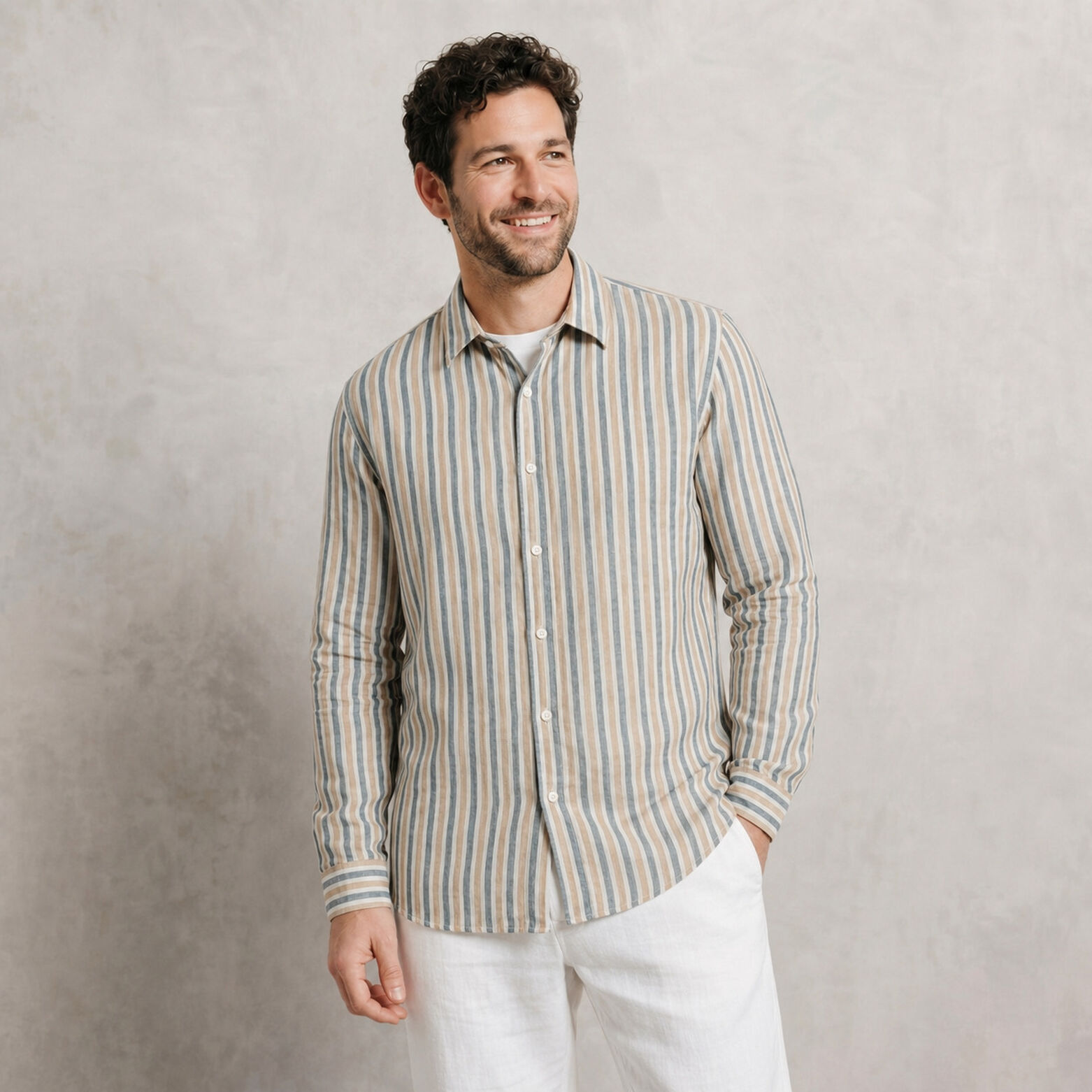 Chemise 100% lin ray&eacute;e