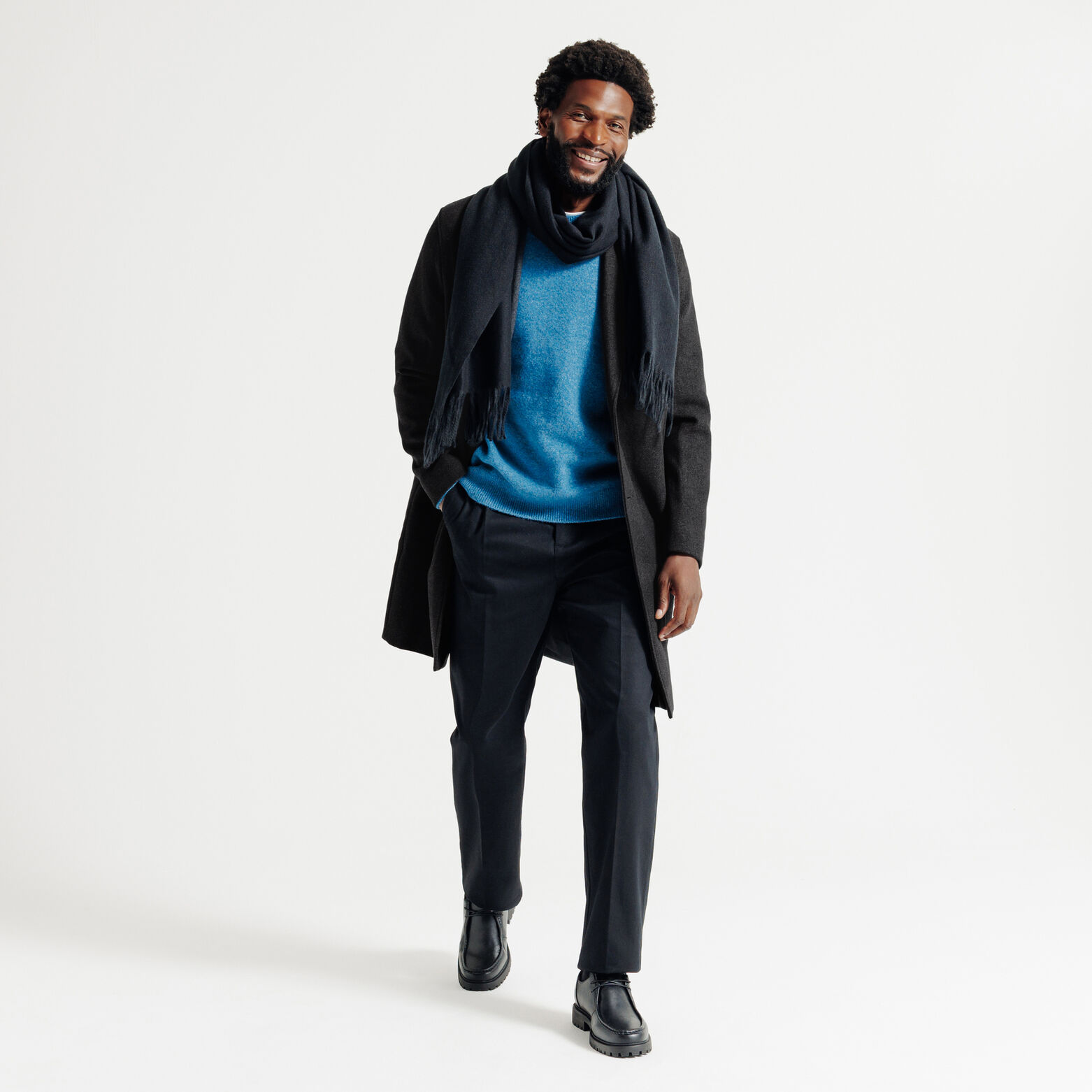 Lange wintermantel met reverskraag