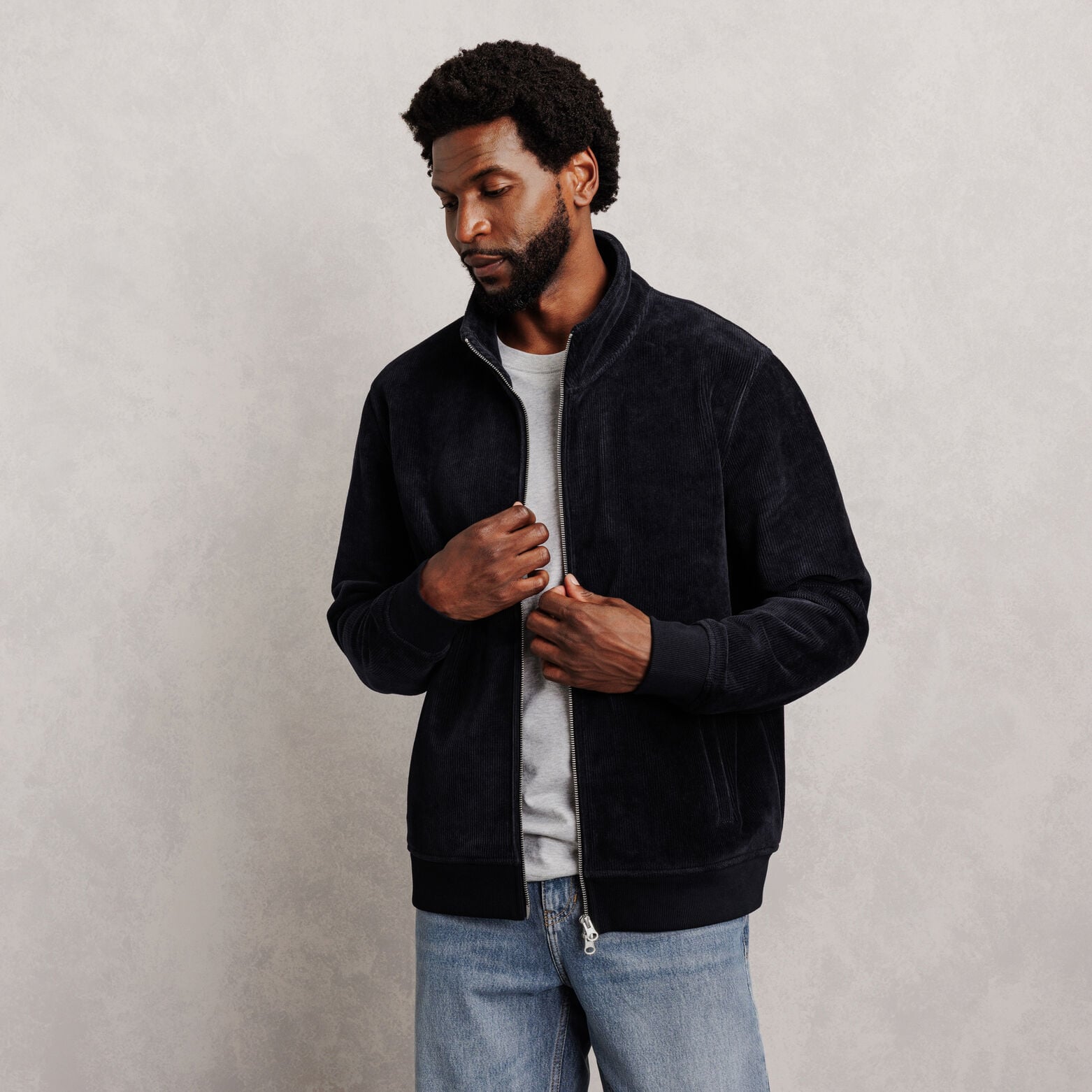 Sweat col montant zipp&eacute; en velours