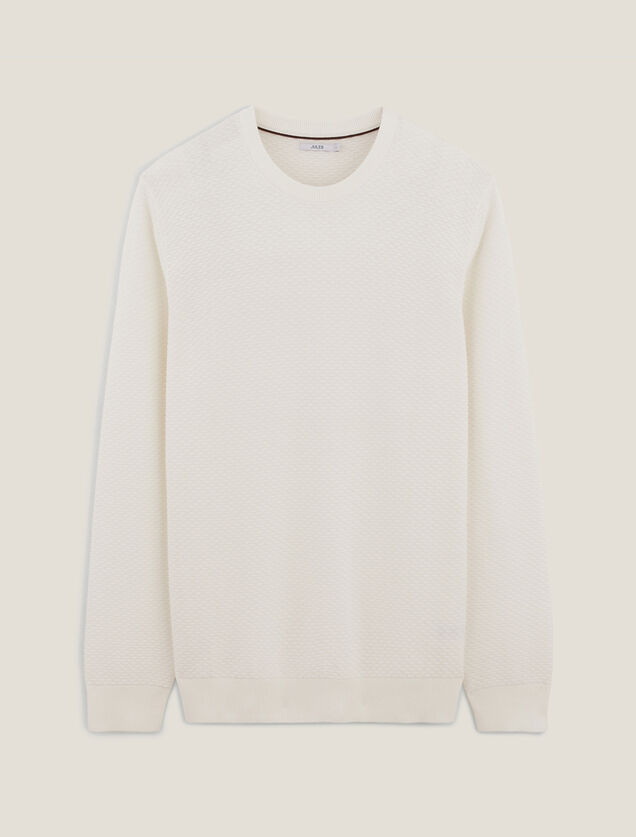 Pull col rond jeux de points fantaisie