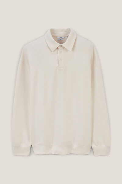 Relaxed effen sweater met polokraag