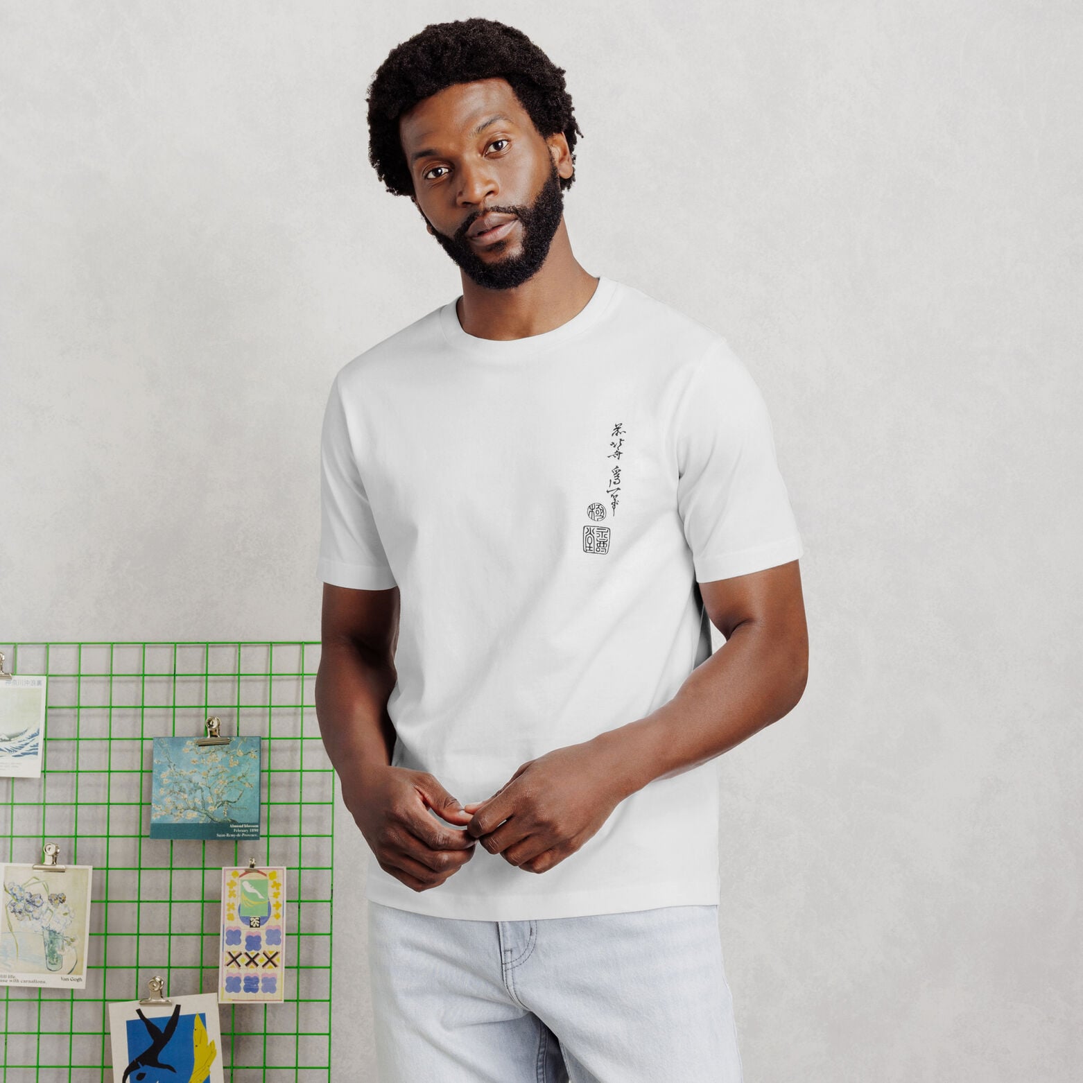T-shirt met print voor en achter licentie Hokusai