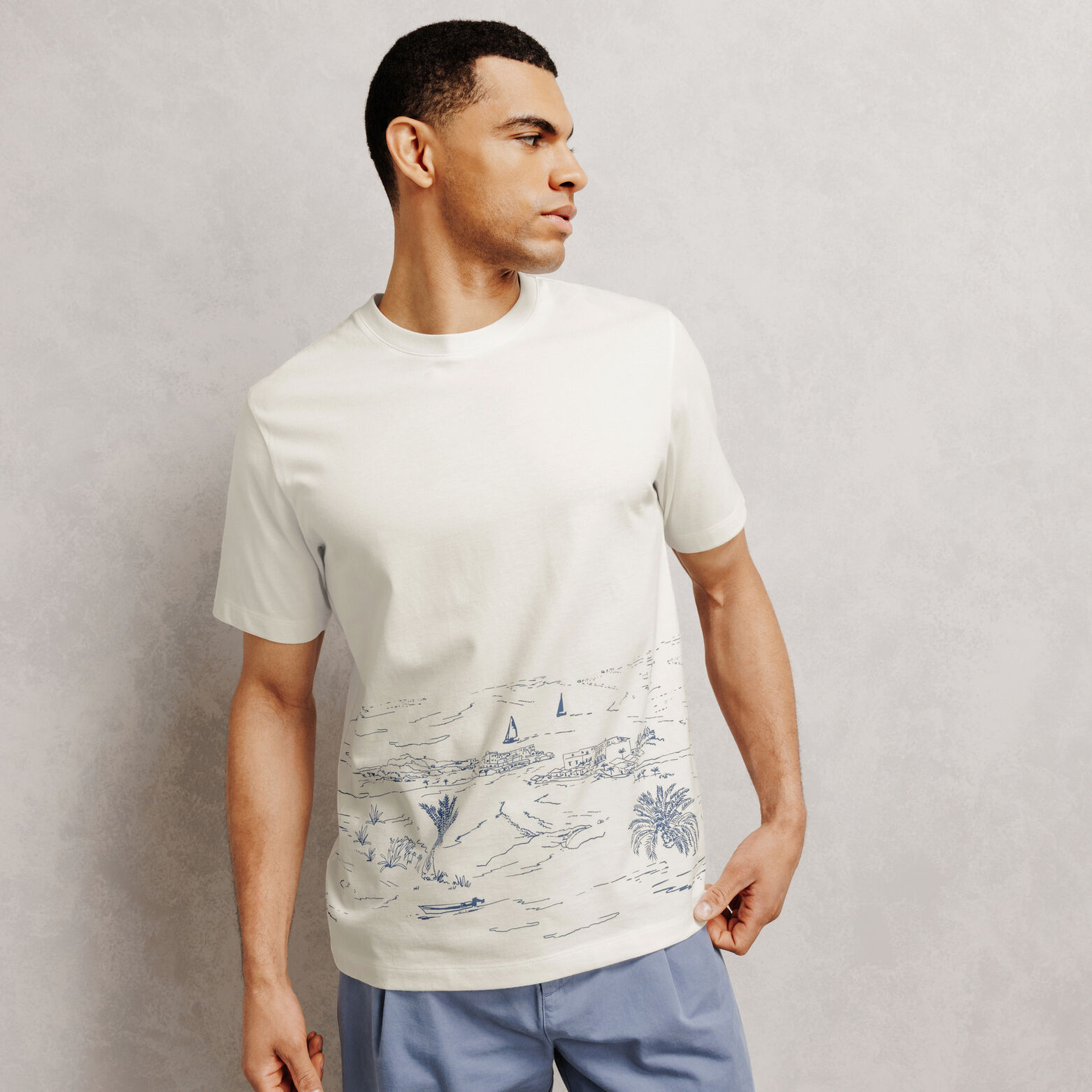 T-shirt met landschapsprint