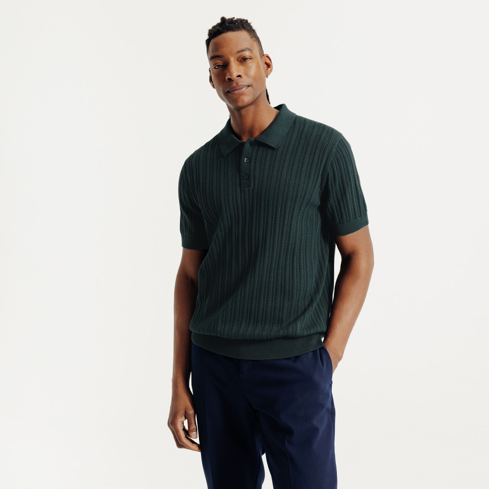 Polo en maille manches courtes jeux de points