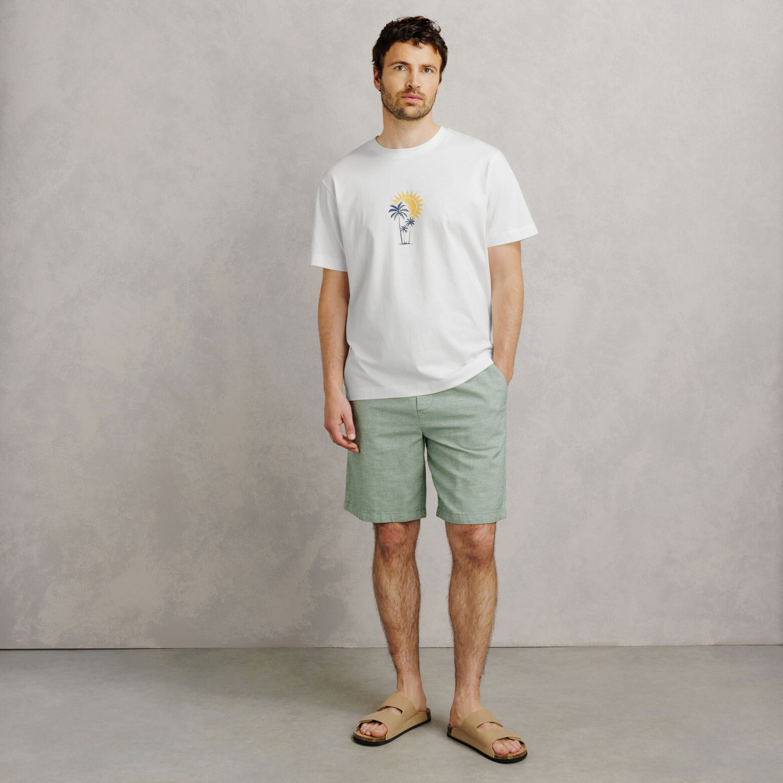 Tee shirt col rond imprim&eacute; devant dos "Long Beach"