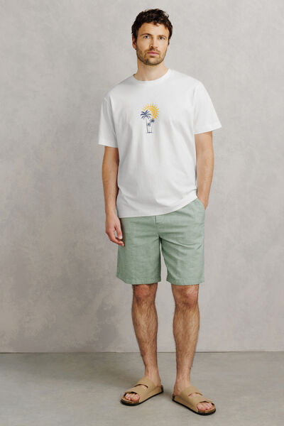 Tee shirt col rond imprim&eacute; devant dos "Long Beach"