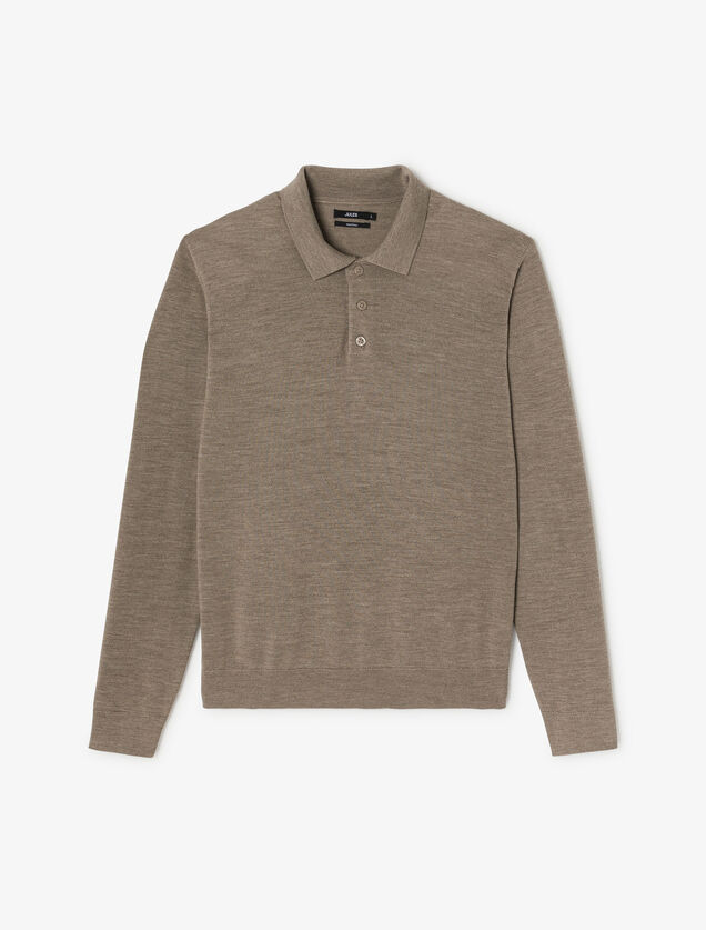Polo en maille col boutonn&eacute; m&eacute;rinos