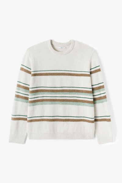 Pull col rond jeux de rayé