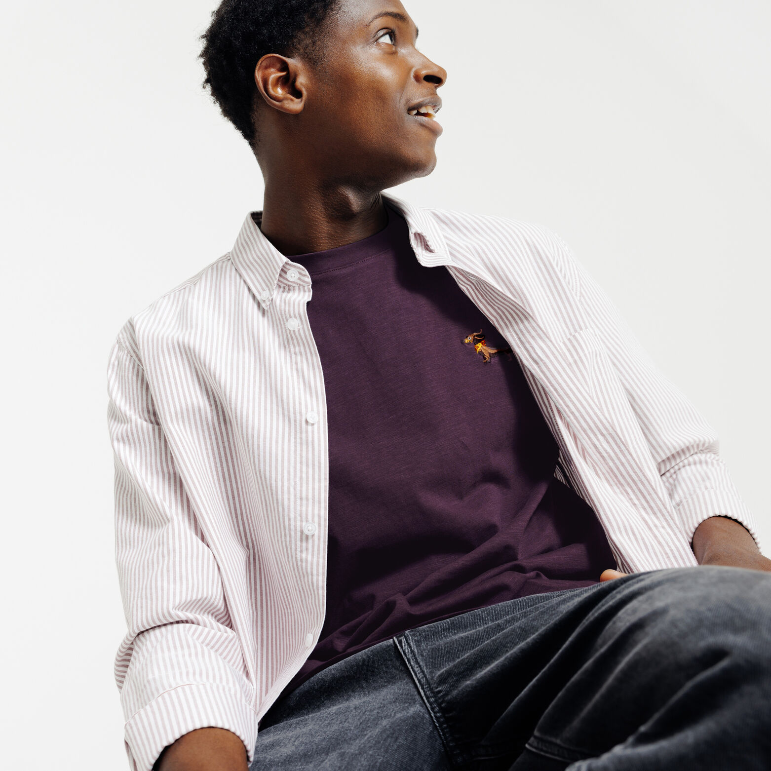 Tee shirt mati&egrave;re flamm&eacute;e broderie poitrine