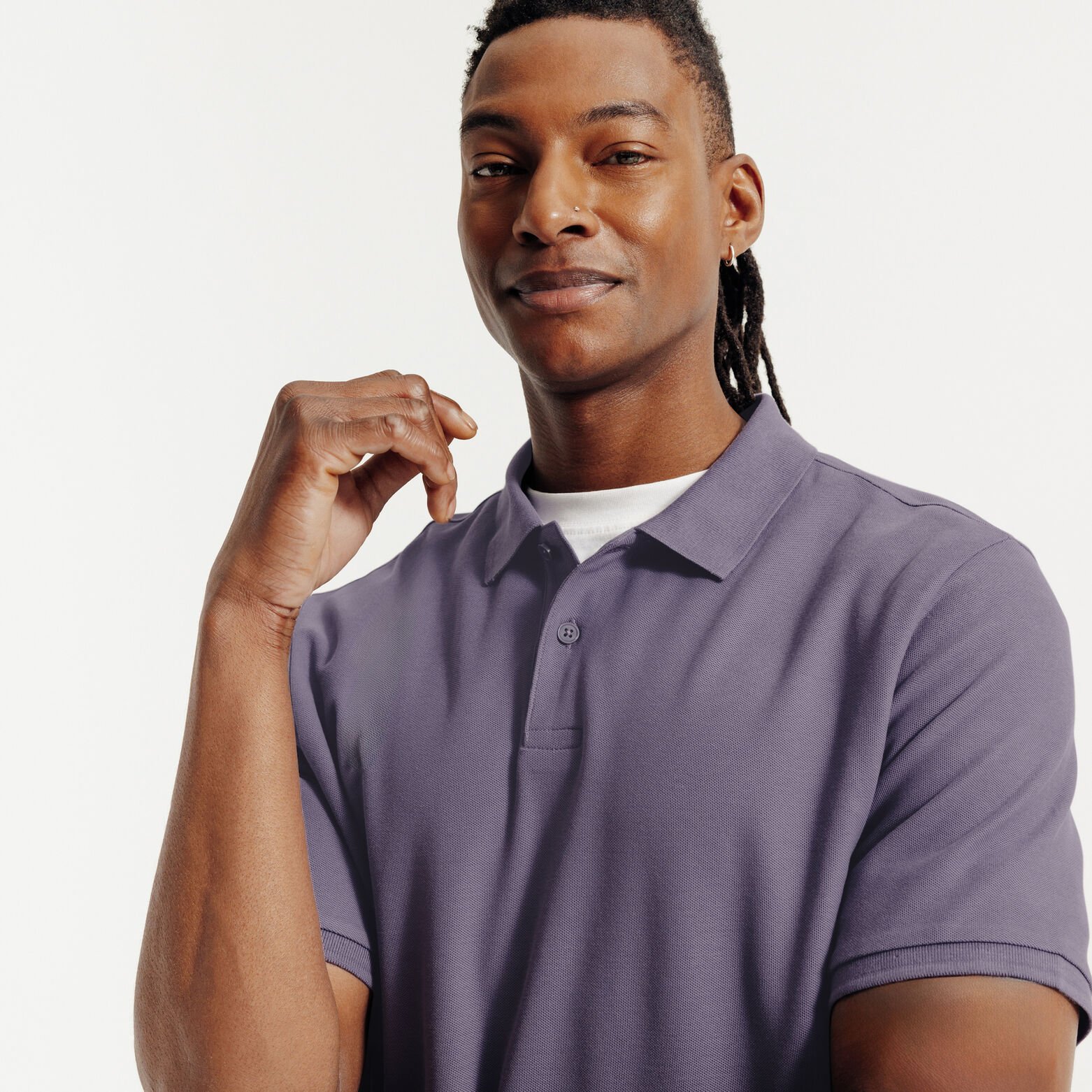 Effen polo in piqu&eacute;katoen met korte mouwen