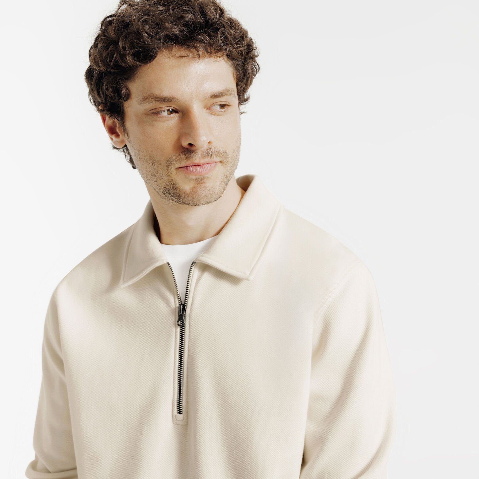 Sweat col polo zippé