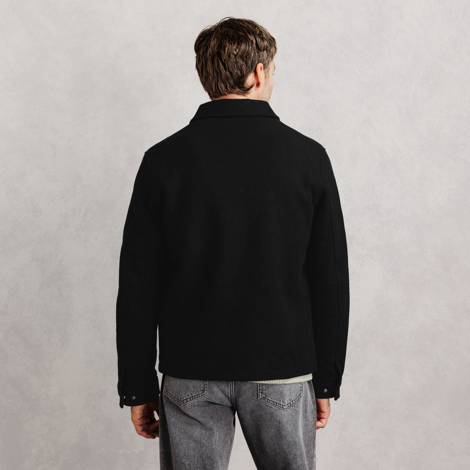 Blouson contenant de la laine col chemise zipp&eacute;