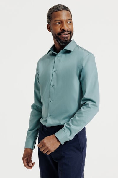 Slim effen strijkvrij hemd in katoen