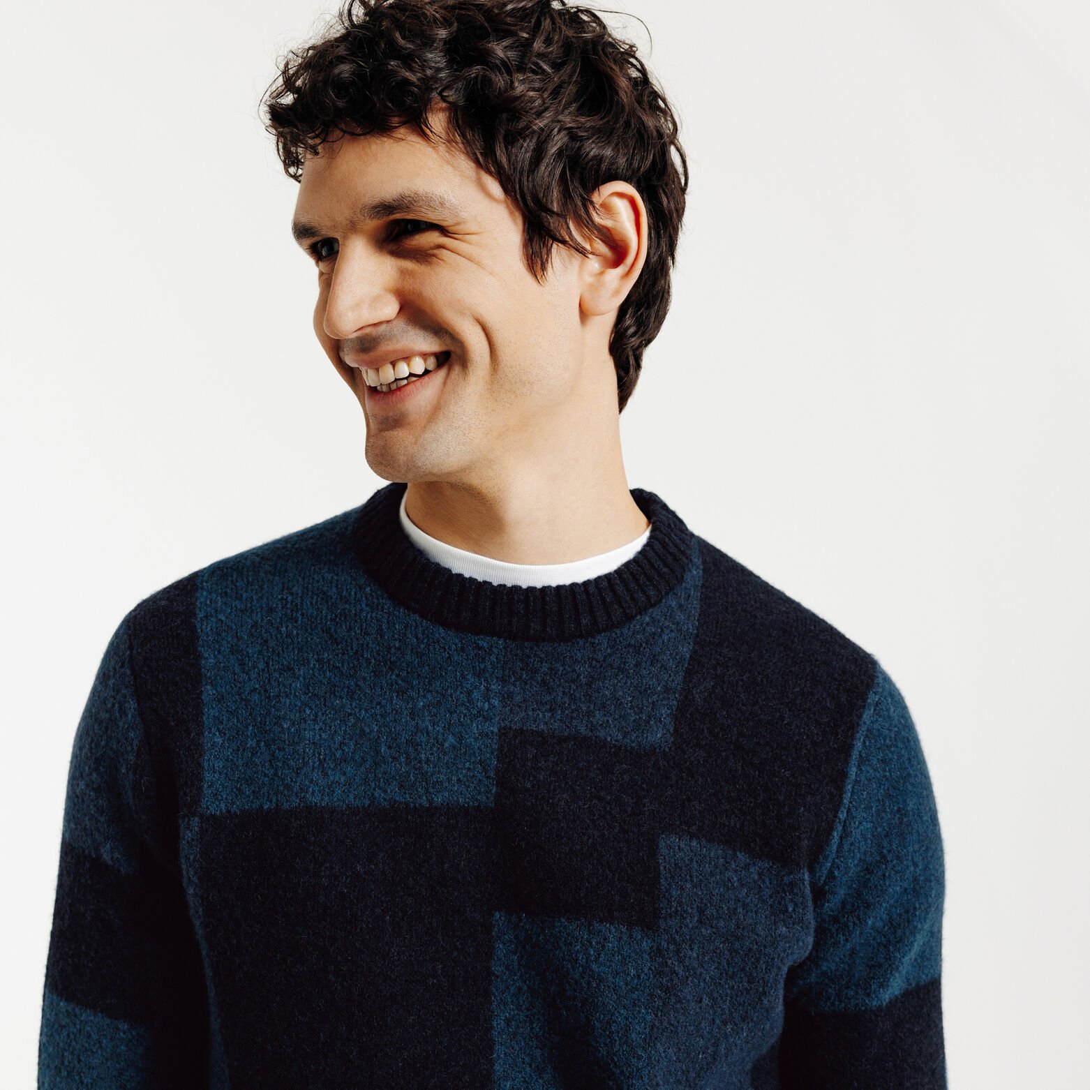 Pull col rond jacquard fantaisie