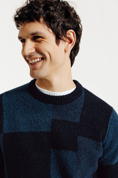 Pull col rond jacquard fantaisie