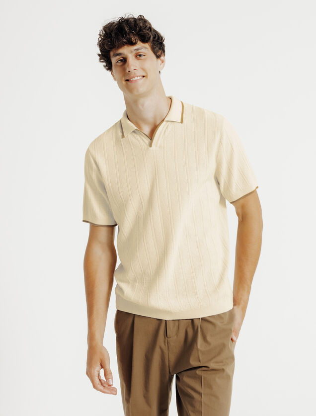 Polo en maille col resort jeux de points fantaisie