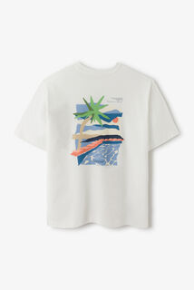 T-shirt in katoen met print voor- en achteraan