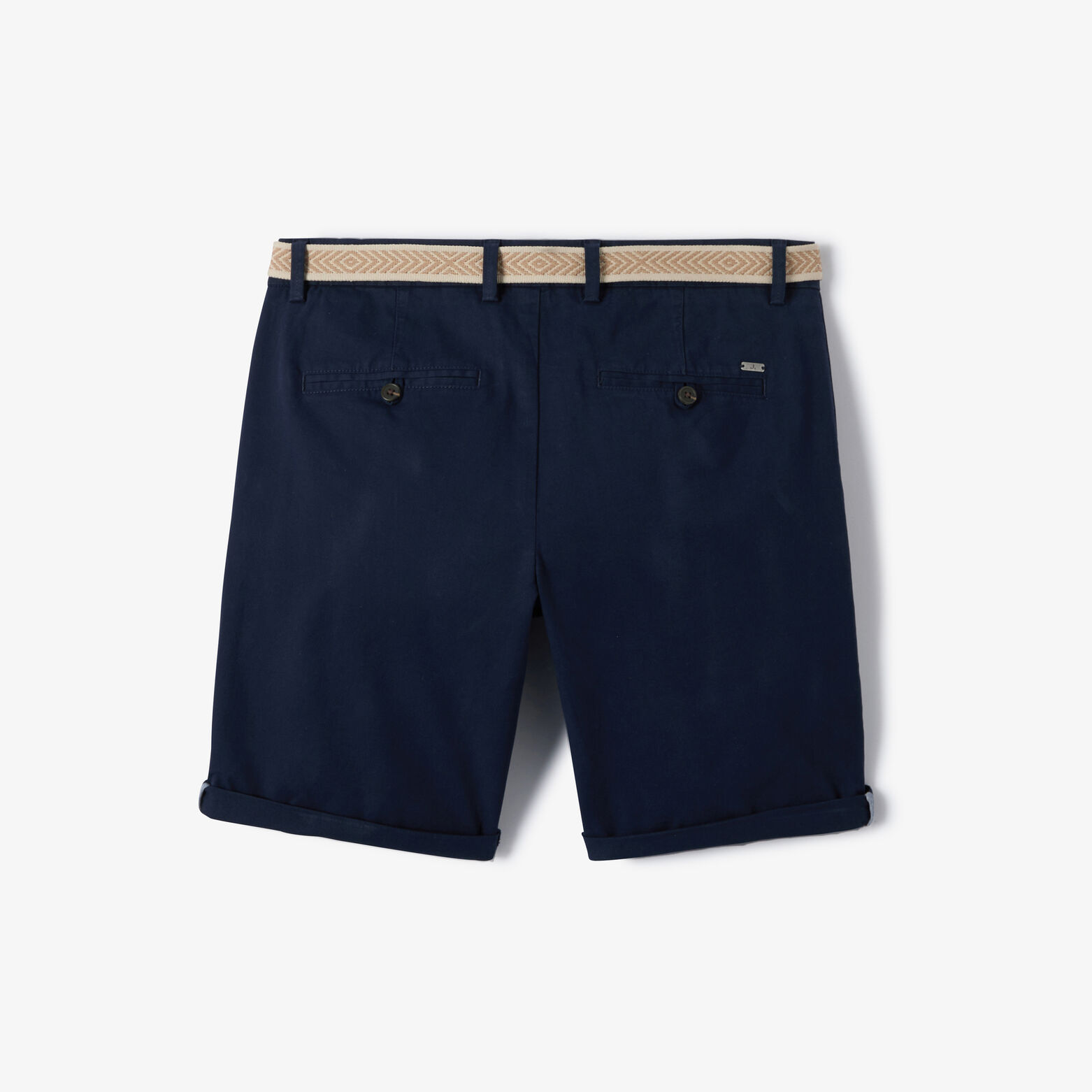 Bermuda chino slim uni avec ceinture