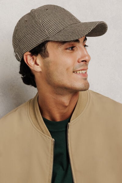 Casquette motif pied-de-poule