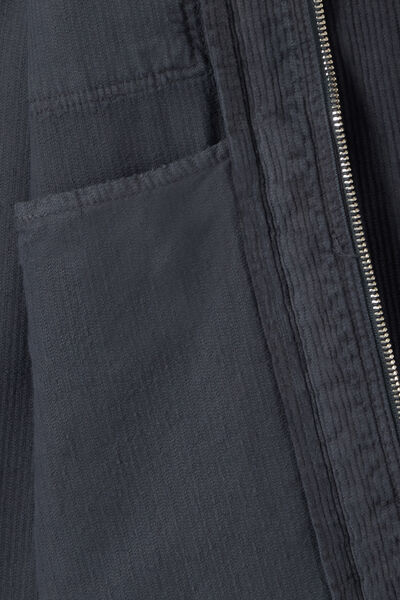 Veste zipp&eacute;e en velours col chemise