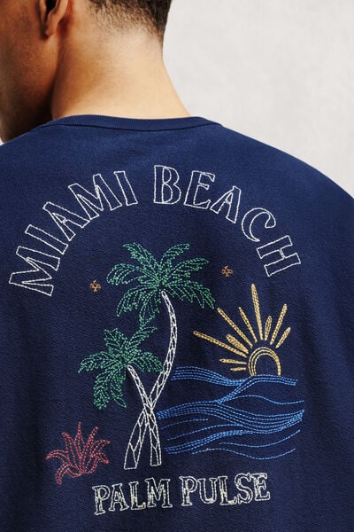 Tee shirt relax brod&eacute; devant dos textur&eacute;