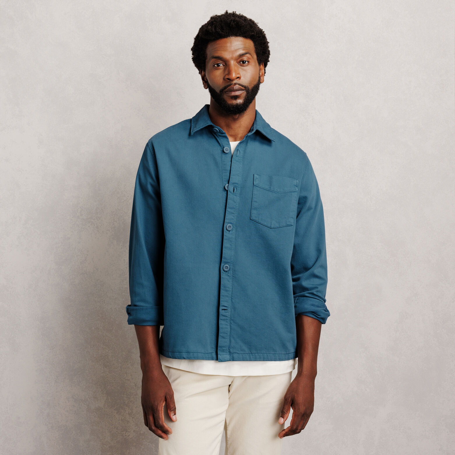 Surchemise regular col fran&ccedil;ais 100% coton