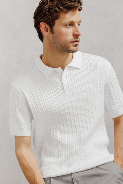 Polo en maille manches courtes torsad&eacute;