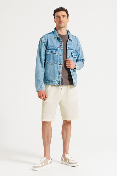 Bermuda in wafelstof met elastische tailleband