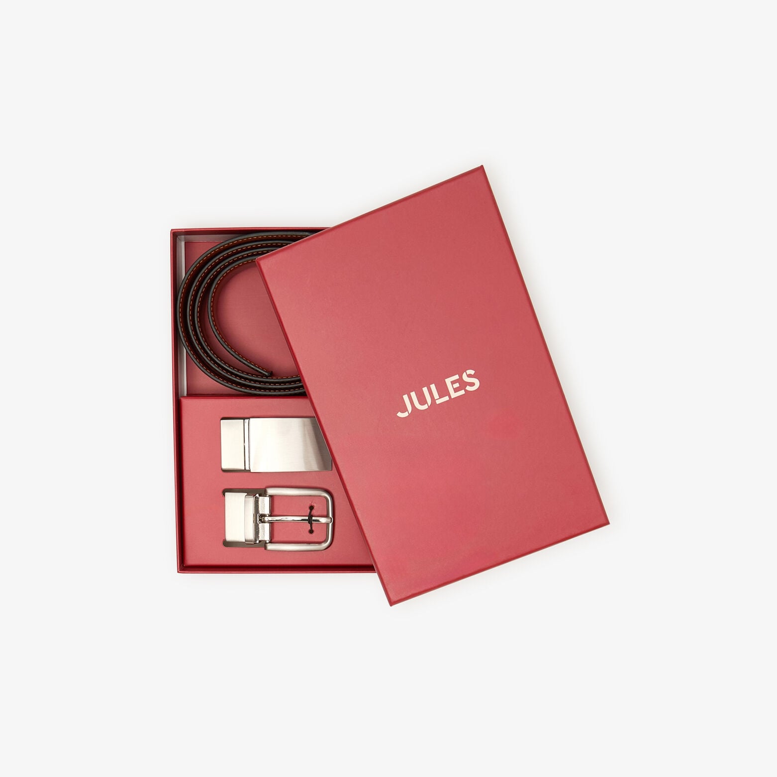 Coffret ceinture en cuir r&eacute;versible