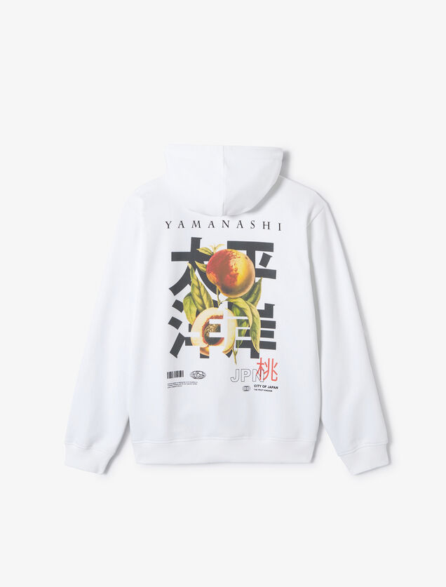 Sweater met kap en Japanse print voor-en achteraan