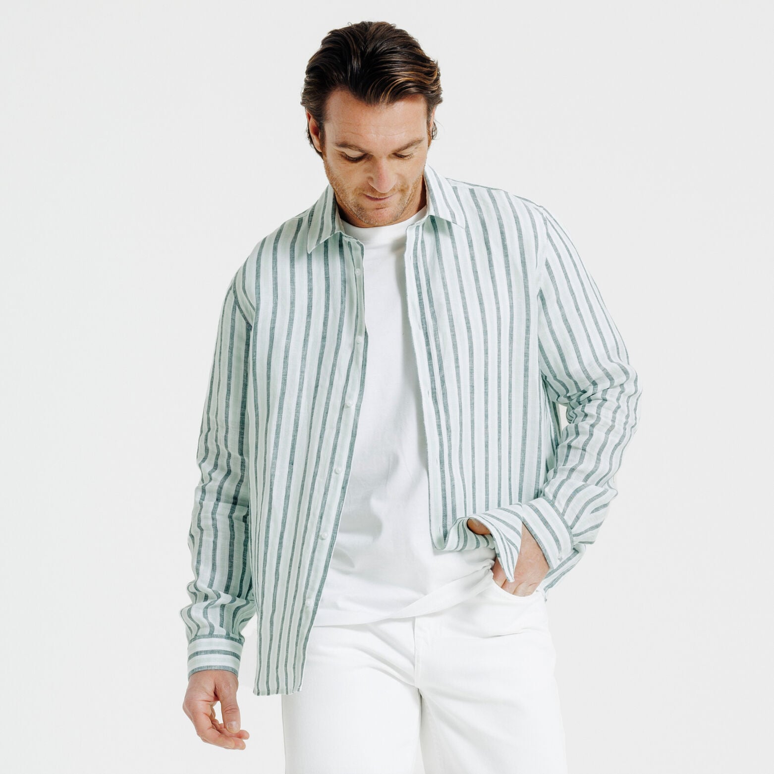 Gestreept hemd in linnen