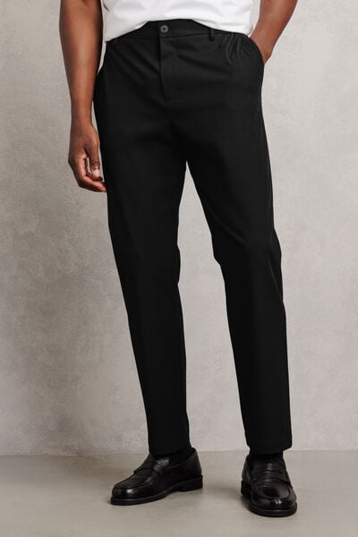 Pantalon tapered taille semi-&eacute;lastiqu&eacute;e