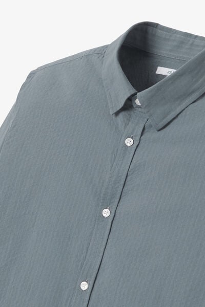Chemise en coton seersucker unie