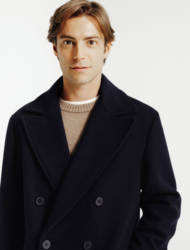 Lange wintermantel, gekruiste knoopsluiting