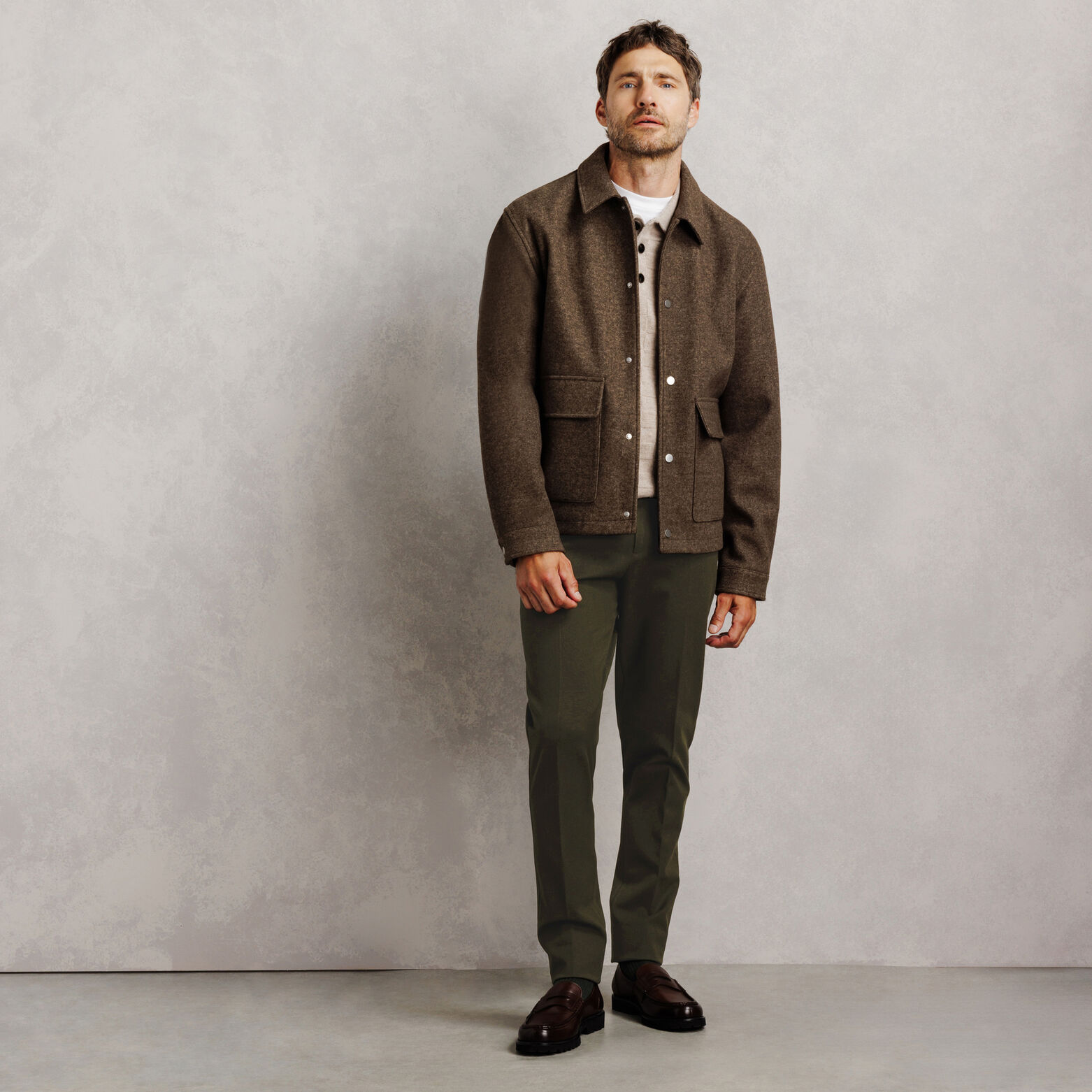 Pantalon chino slim en flanelle
