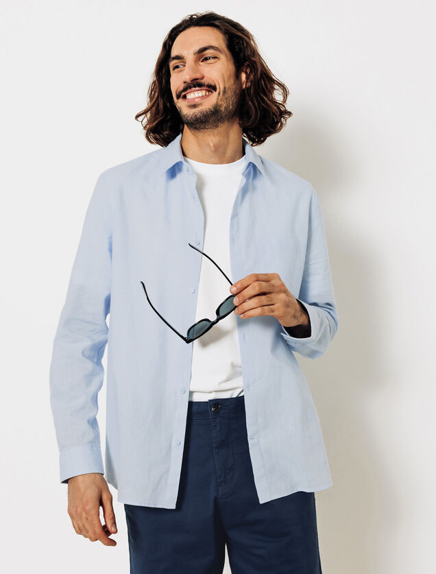 Chemise en coton lin unie