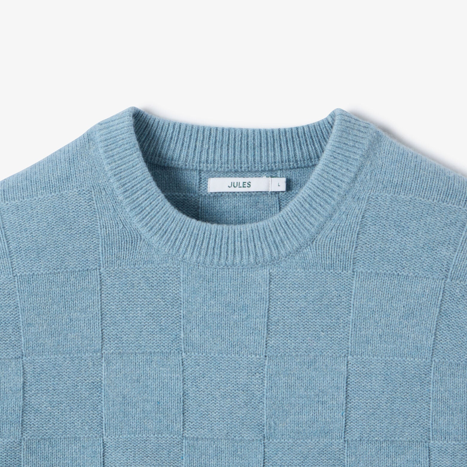 Pull col rond damier