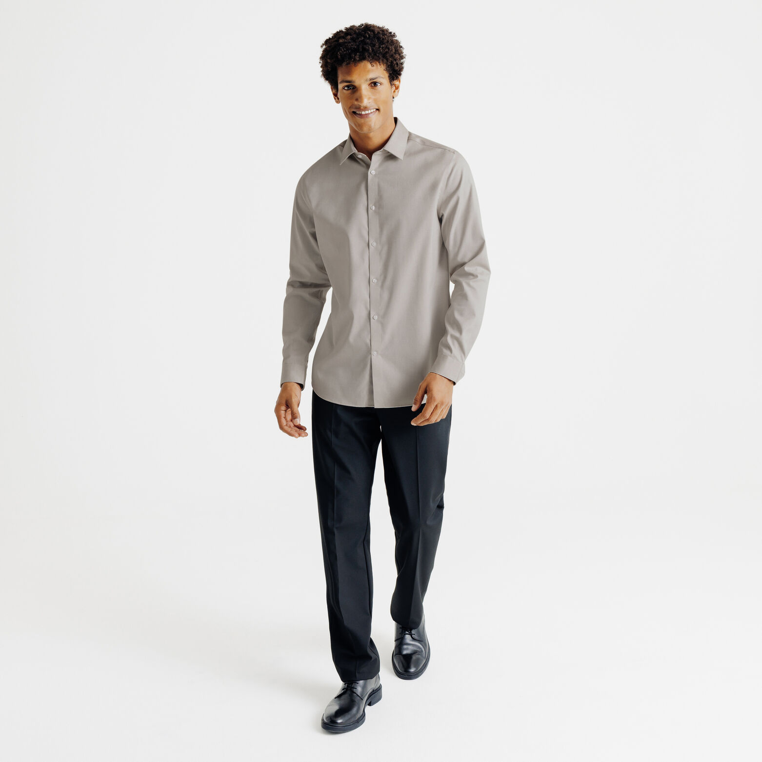 Strijkvrij regular fit hemd in katoen