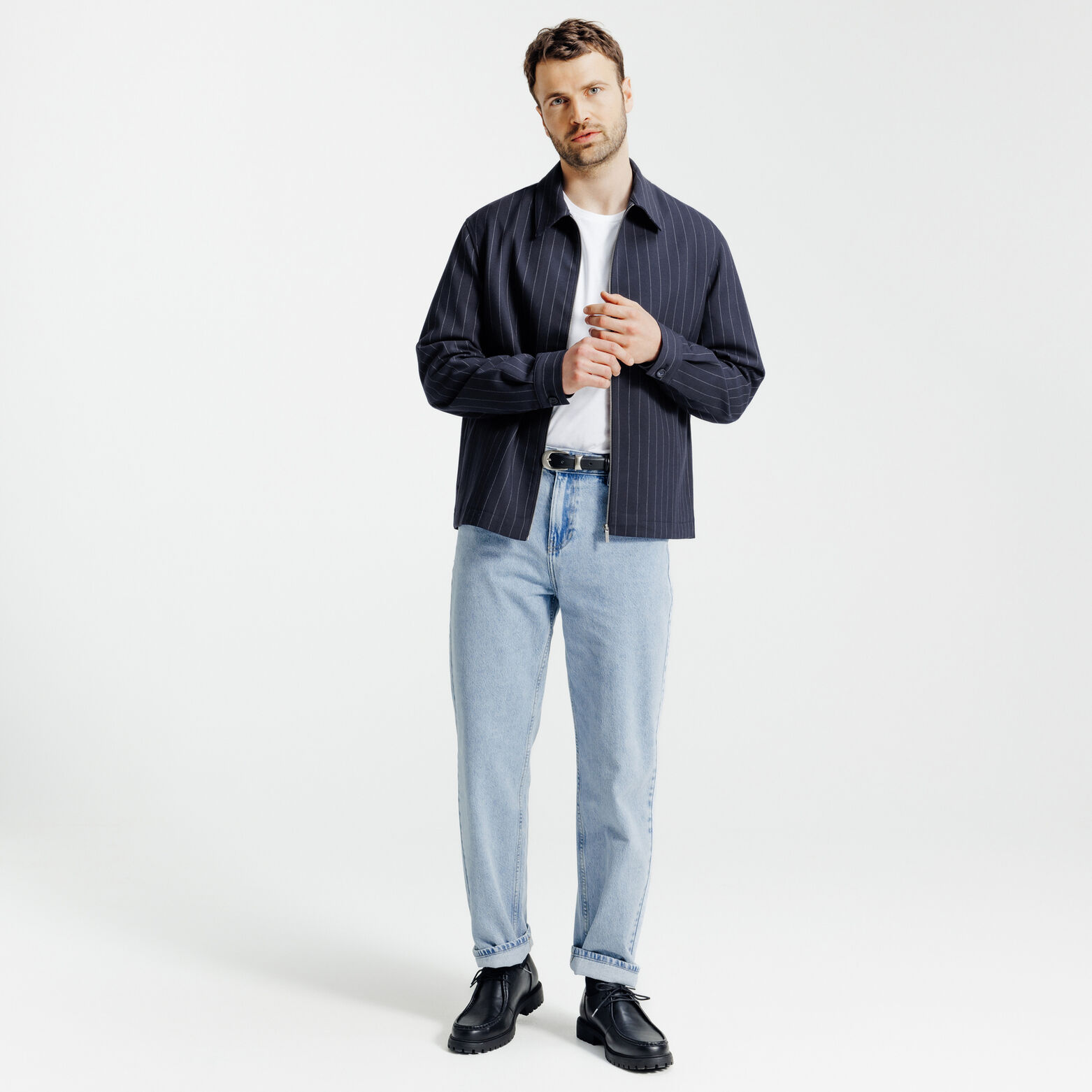 Veste col chemise zipp&eacute;e ray&eacute;e