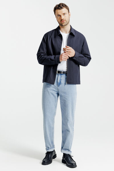 Veste col chemise zipp&eacute;e ray&eacute;e