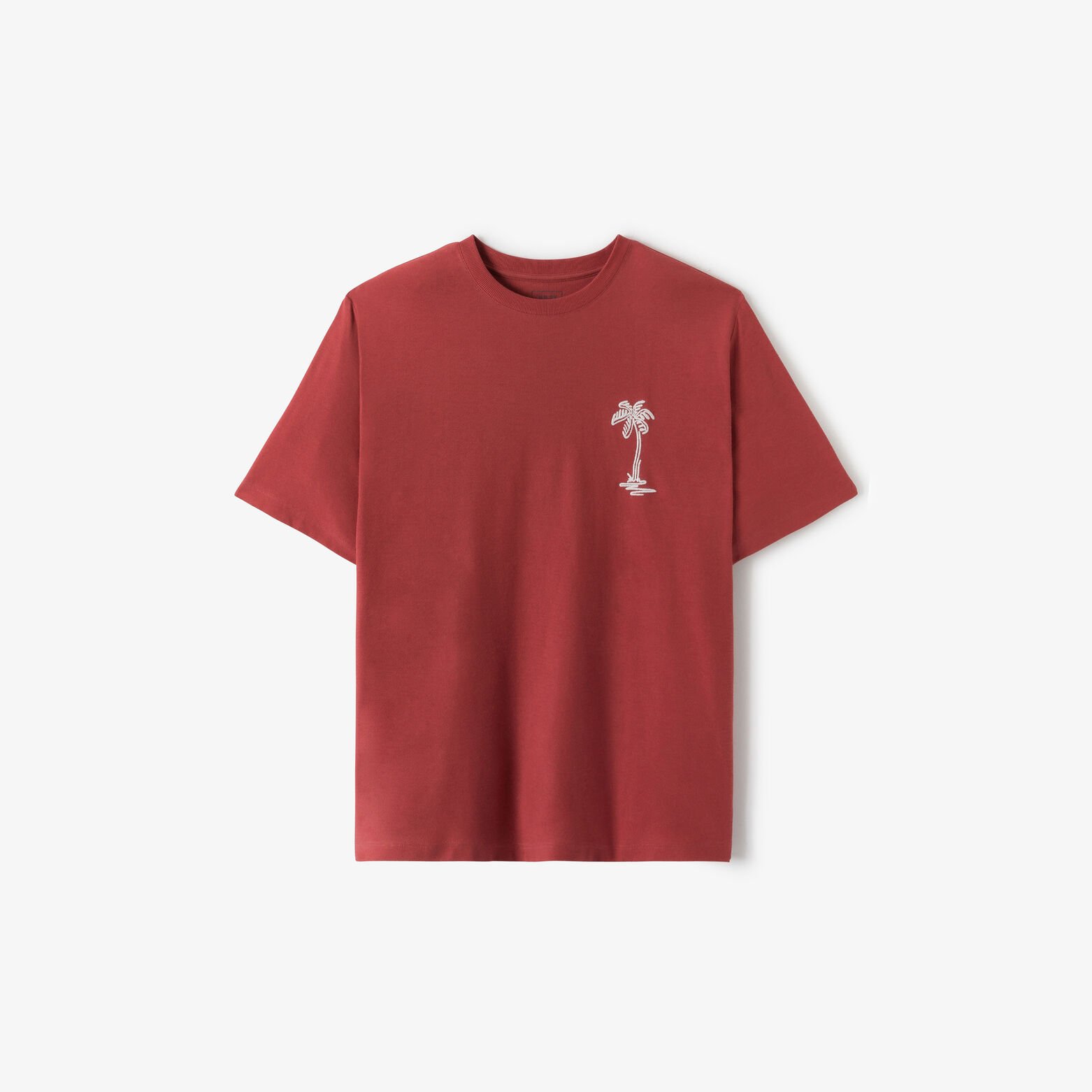 T-shirt in fantasiestof, borduursel voor- en achte