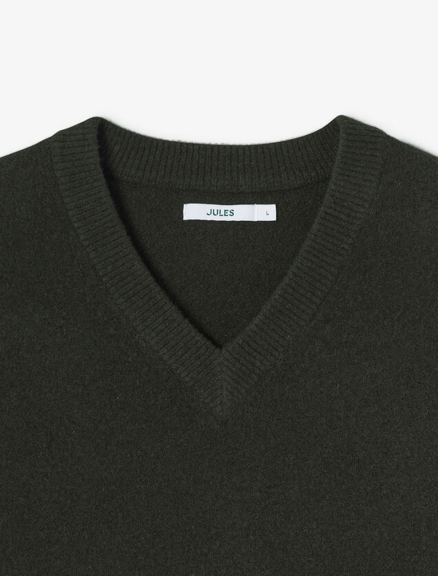 Pull col v sans manches