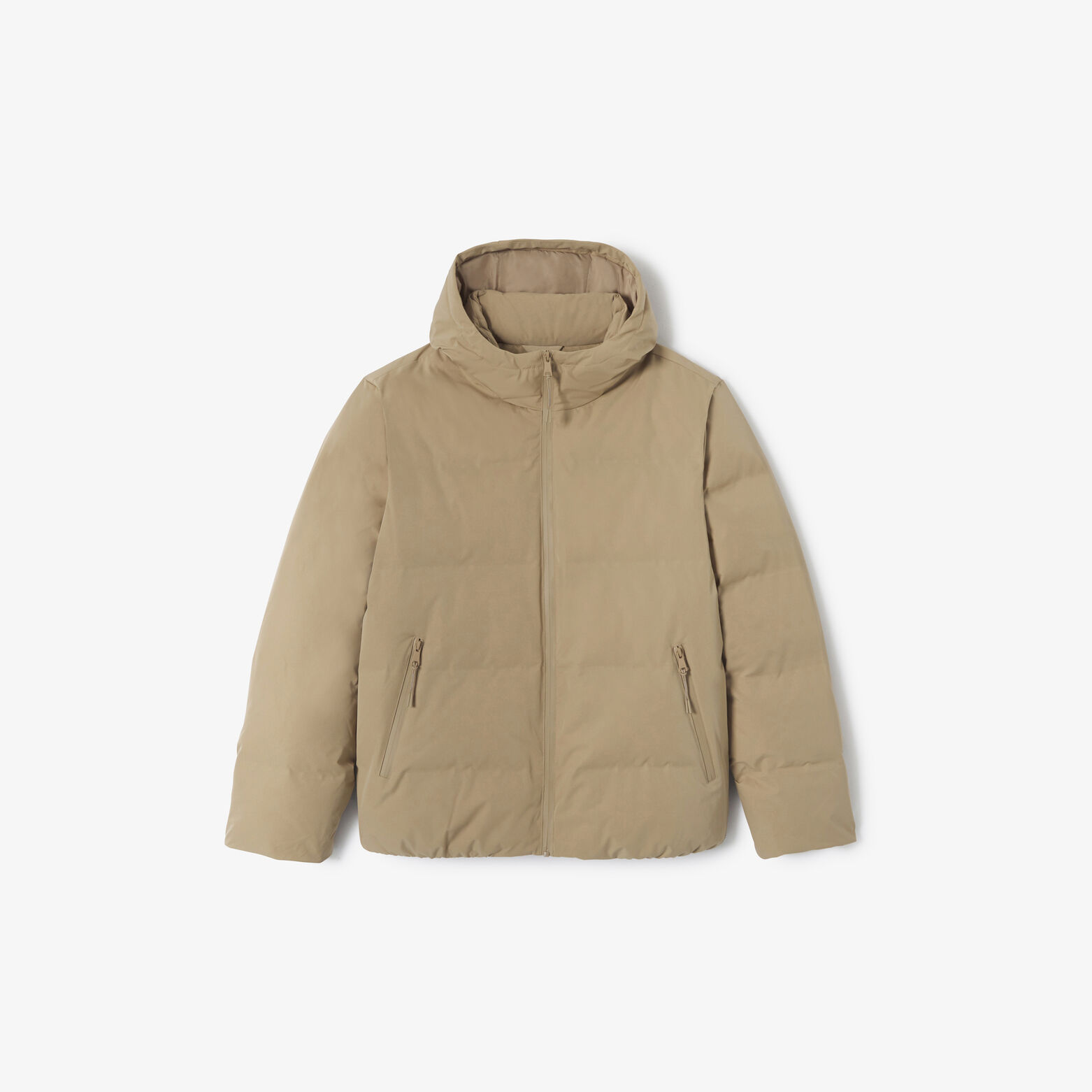 Gewatteerde donsjas met kap en rits