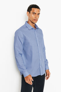 Slim fit gestreept katoenen overhemd, strijkvrij