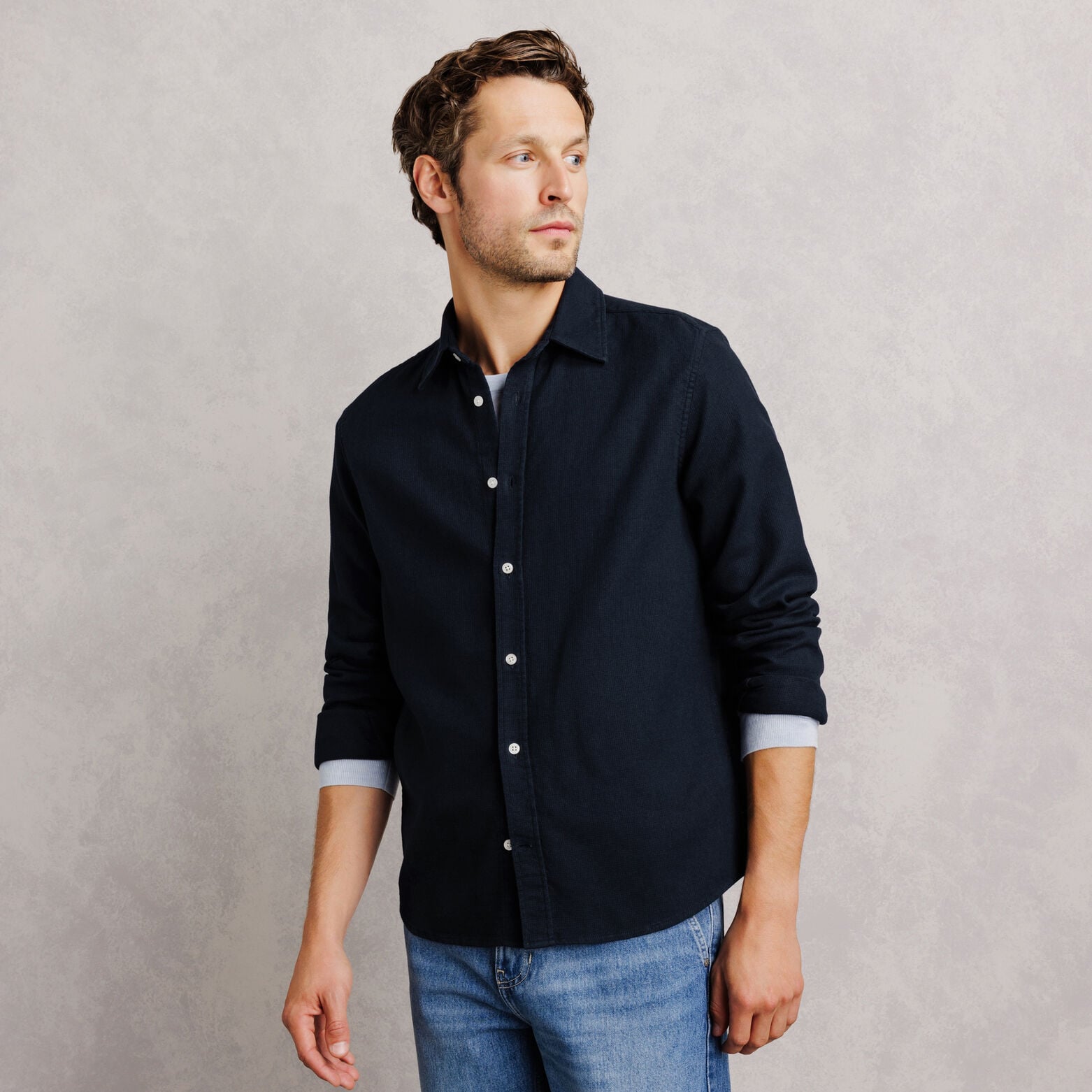 Chemise 100% coton armur&eacute;e unie