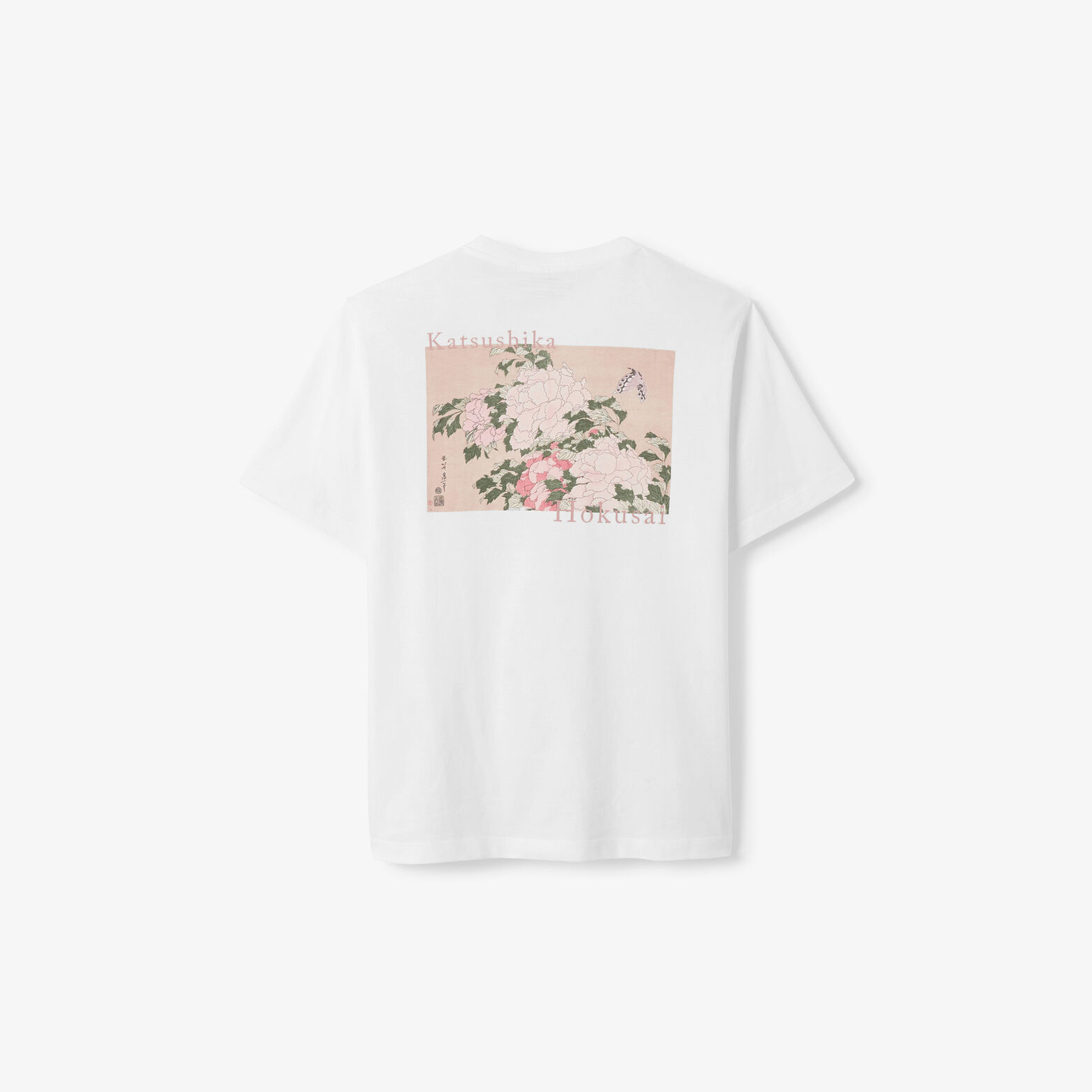 T-shirt met print voor en achter licentie Hokusai