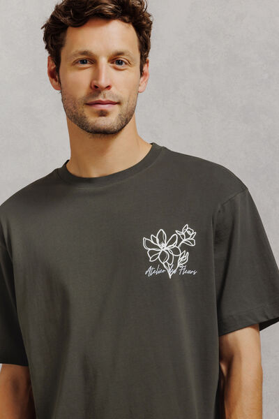 Tee shirt imprim&eacute; devant et dos fleurs